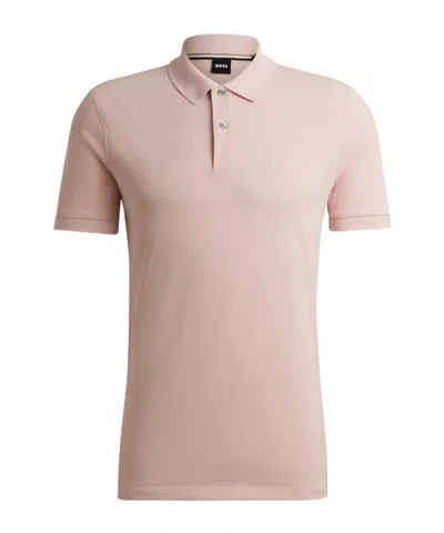 Hugo Boss Pallas Logo-embroidered Polo Shirt In Nude