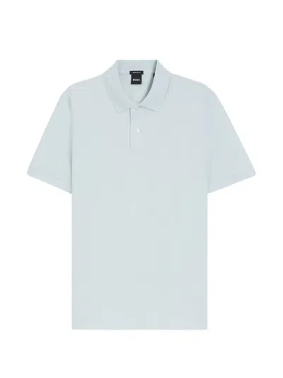 Hugo Boss Cotton-blend Polo Shirt With Bubble-structured Jacquard In White