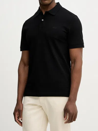 Hugo Boss Pallas Buttoned Polo Shirt In Black