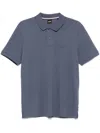Hugo Boss Embroidered Logo Cotton Polo Shirt In Blue