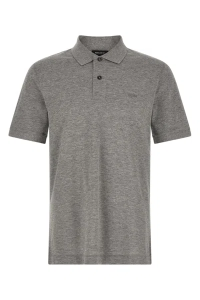 Hugo Boss Pallas Two-button Polo Shirt In Gray