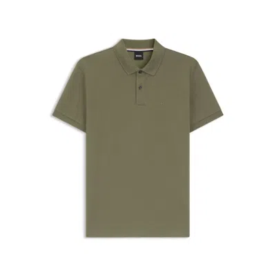 Hugo Boss Logo-embroidered Cotton Polo Shirt In Green