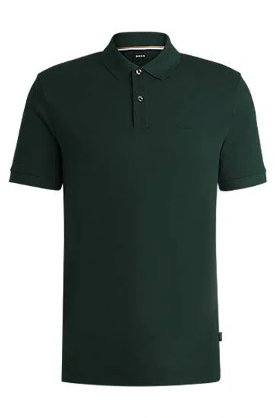 Hugo Boss Pallas Regular-fit Polo Shirt In Cotton In Open Green