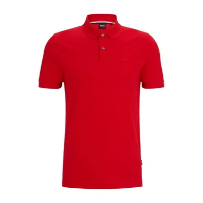 Hugo Boss Pallas Regular-fit Polo Shirt In Cotton With Embroidered Logo In Red