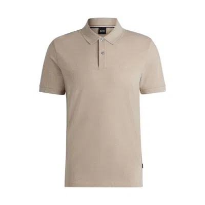 Hugo Boss Pallas Regular-fit Polo Shirt In Cotton With Embroidered Logo In Beige