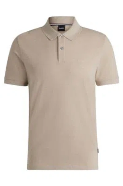 Hugo Boss Pallas Regular-fit Polo Shirt In Cotton With Embroidered Logo In Light Beige