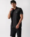 Hugo Boss Active Slim-fit Knit Polo With Moisture Management In Black