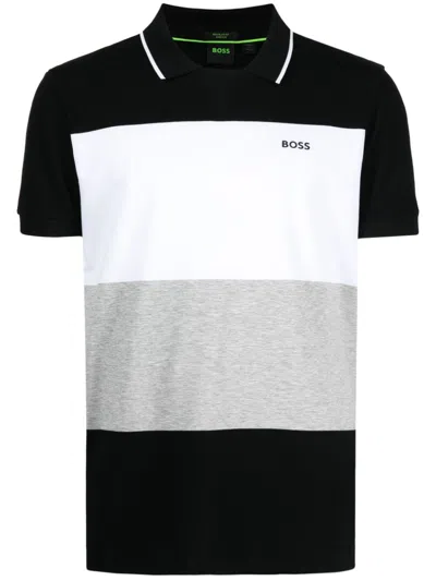 Hugo Boss Panelled Cotton Polo Shirt In Multi