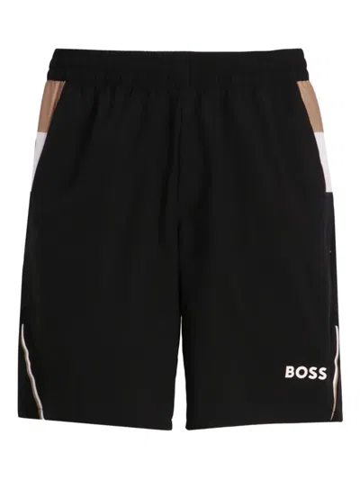 Hugo Boss Panelled Elastic-waist Shorts In Black