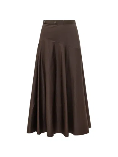 Hugo Boss Panelled Flared Skirt In Brown