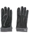 Hugo Boss Panelled Gloves In Black