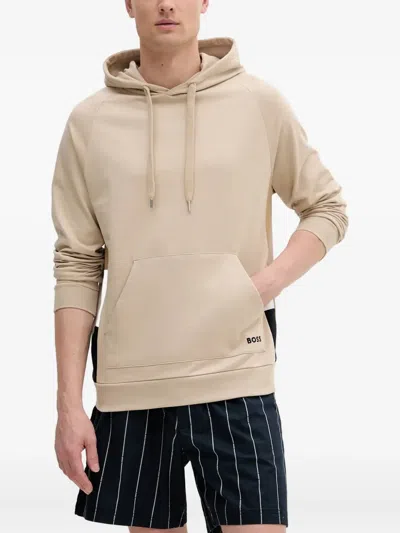 Hugo Boss Boss Iconic Hooded Top In Beige
