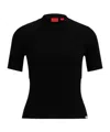 Hugo Boss Slim-fit Short-sleeved Sweater With Seam Detail In Black