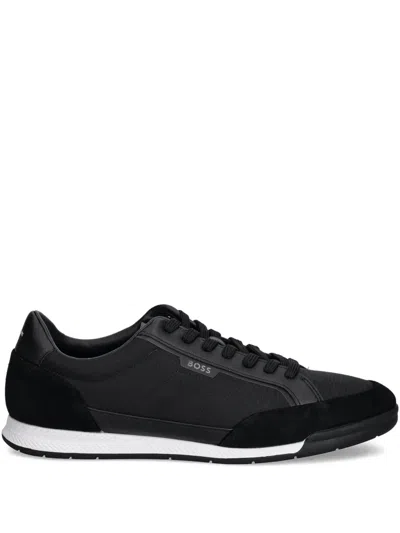 Hugo Boss Panelled Lace-up Low-top Sneakers In Black