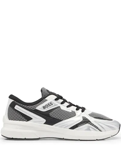 Hugo Boss Panelled Lace-up Sneakers In White