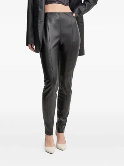 Hugo Boss Panelled Leather Trousers In Black