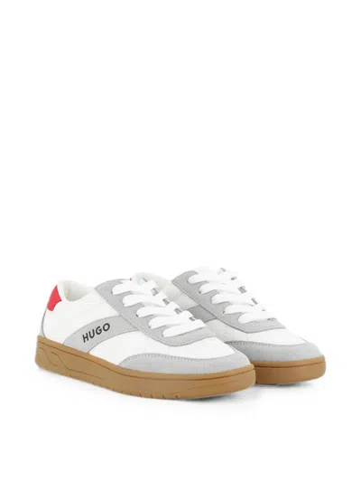 Hugo Boss Kids' Panelled Logo-print Sneakers In White