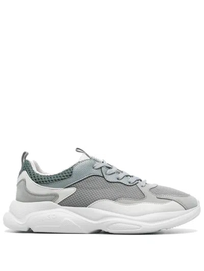 Hugo Boss Panelled Low-top Sneakers In Grey