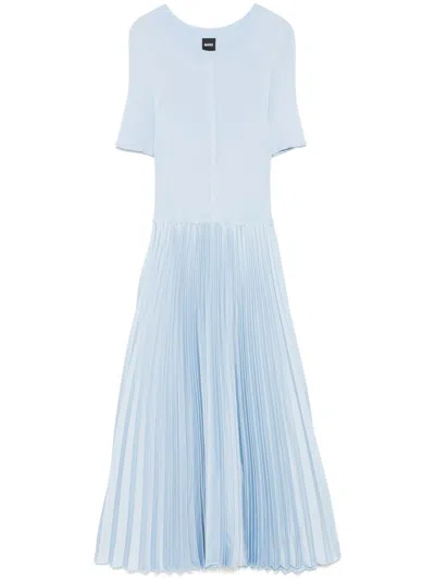 Hugo Boss Panelled Midi Dress In 蓝色