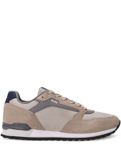 Hugo Boss Panelled Sneakers In Neutral