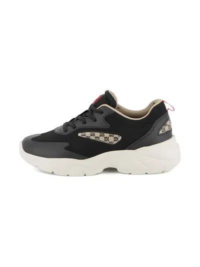 Hugo Boss Kids' Panelled Sneakers In Black