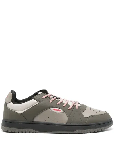 Hugo Boss Panelled Sneakers In Green