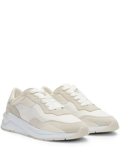 Hugo Boss Panelled Sneakers In Bianco