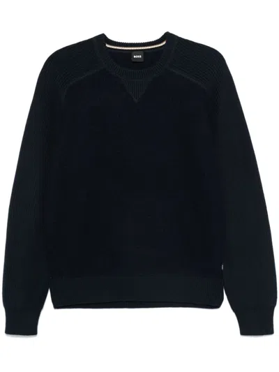 Hugo Boss Panelled Sweater In Blue
