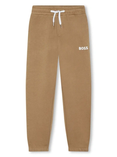 Hugo Boss Pantaloni Di Tuta In Pile Con Logo In Brown