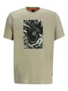 Hugo Boss Panther-print Cotton T-shirt In Brown
