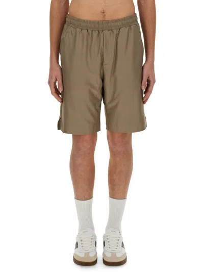 Hugo Boss Boss Bermuda With Logo In Beige