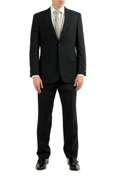 Pre-owned Hugo Boss "paolini1/movio1us" Men's 100% Wool Black Two Button Suit