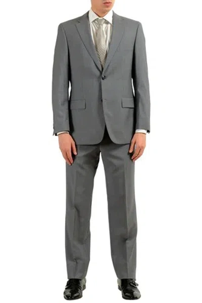 Pre-owned Hugo Boss "paolini1/movio1us" Men's 100% Wool Striped Gray Two Button Suit