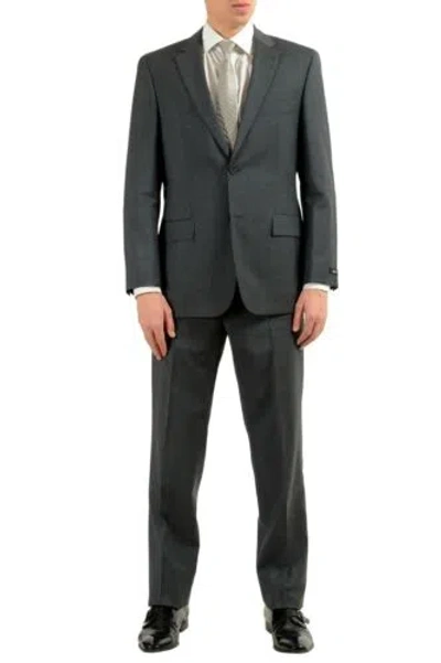 Pre-owned Hugo Boss "paolini1/movlo1us" Men's Dark Gray 100% Wool Two Button Suit