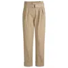 Hugo Boss Paperbag Trousers In Stretch-cotton Twill In Beige