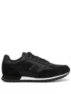 Hugo Boss Mixed-material Trainers With Faux-leather Trims In Black