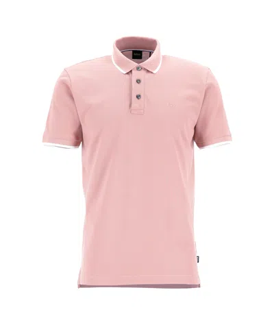 Hugo Boss Parlay Button Lapel Polo Shirt In Pink