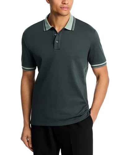 Hugo Boss Boss Parlay Tipped Cotton Polo In Green