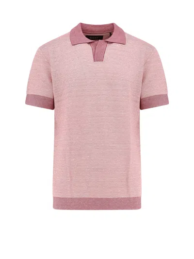Hugo Boss Parson Cotton, Linen And Silk Polo Shirt In Pink