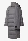 Hugo Boss Pashiza Reversible Long Down Jacket In Gray