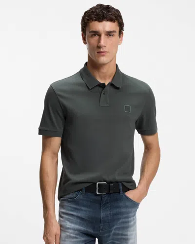 Hugo Boss Passenger Mens Stretch-cotton Slim-fit Polo Shirt With Logo Patch In Open Green 377