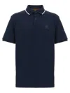 Hugo Boss Boss Slim Fit Piqué Polo Shirt With Tipped In Dark Blue