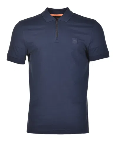 Hugo Boss Passerzip Short Sleeve Polo Dark Blue In Navy