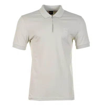 Hugo Boss Passerzip Short Sleeve Polo Shirt 070 Open Grey In Gray