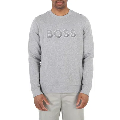 Hugo Boss Pastel Grey Salbo Logo Embroidered Jersey Sweatshirt