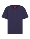 Hugo Boss Interlock-cotton Regular-fit T-shirt With Stacked Logo In Blue
