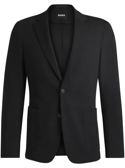 Hugo Boss Slim-fit Jacket In Washable Stretch Fabric In Black