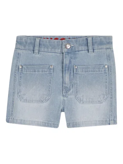 Hugo Boss Kids' Patch-pocket Denim Shorts In Blue