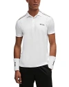 Hugo Boss Boss X Matteo Berrettini Slim-fit Polo Shirt With Signature Stripes In White