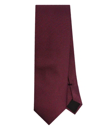 Hugo Boss Pattern-jacquard Tie In Red